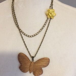 Lucky Brand - butterfly and rosette necklace
